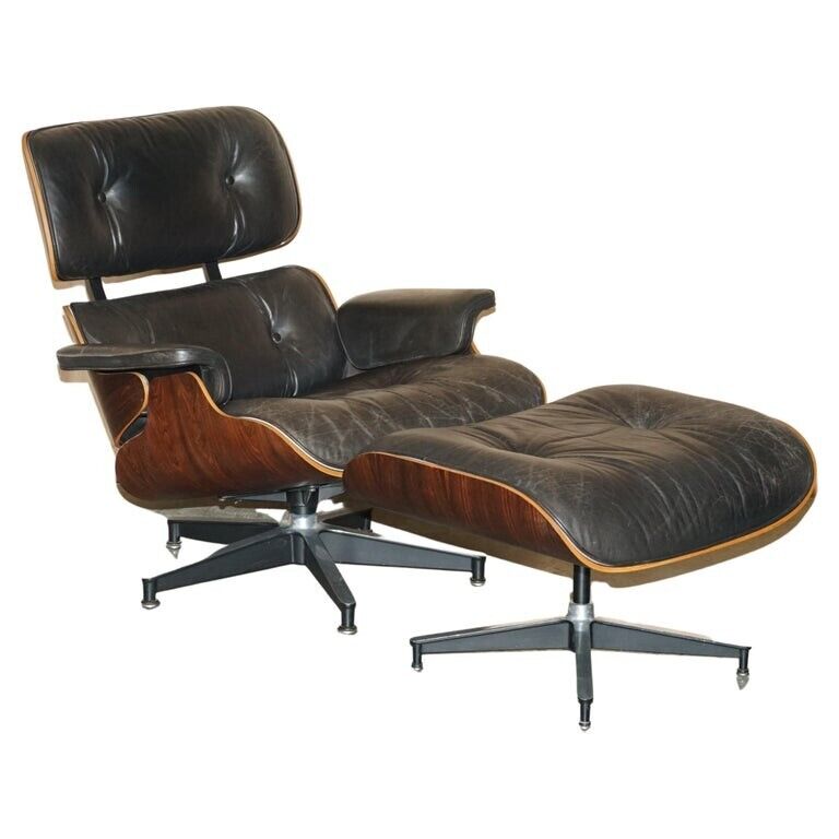 RESTORED 1960'S HERMAN MILLER No1 ROSEWOOD EAMES LOUNGE ARMCHAIR AND OTTOMAN