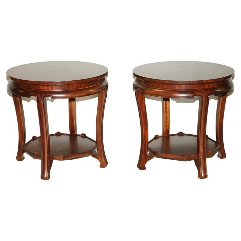 STUNNING PAIR OF RRP £10,050 RALPH LAUREN SIDE END LAMP WINE TABLES LOVELY PATIN
