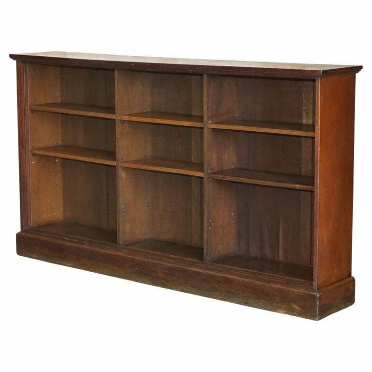 1 OF 2 VICTORIAN PERIOD DWARF OPEN LIBRARY BOOKCASES WITH TWO SHELVES PER SIDE