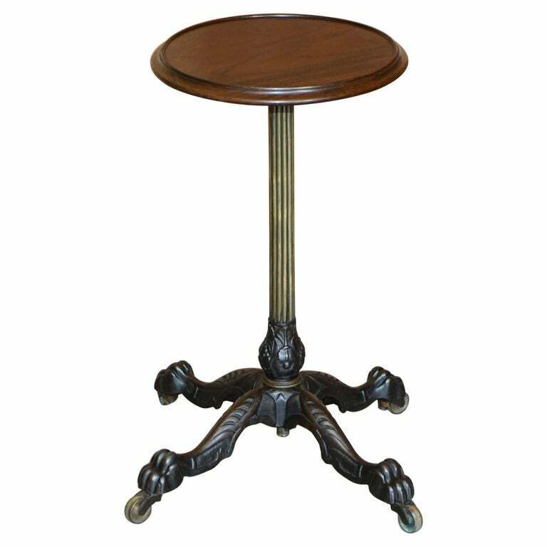 ANTIQUE CIRCA 1860 VICTORIAN ROSEWOOD & BRASS ADJUSTABLE SIDE END LAMP TABLE