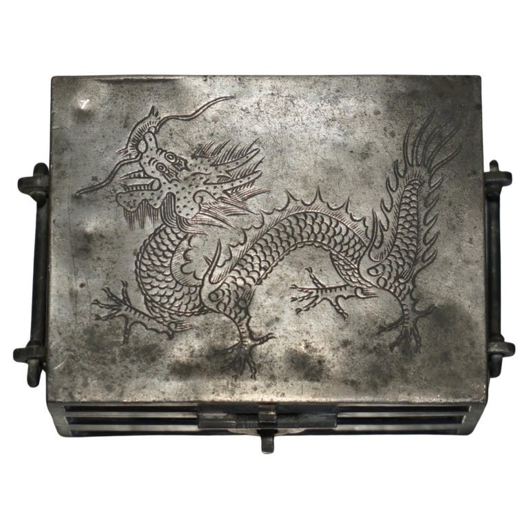 ANTIQUE-CIRCA-1920-CHINESE-KUT-HING-PEWTER-WOOD-CARVED-DRAGON-JEWELLERY-BOX-205812684454