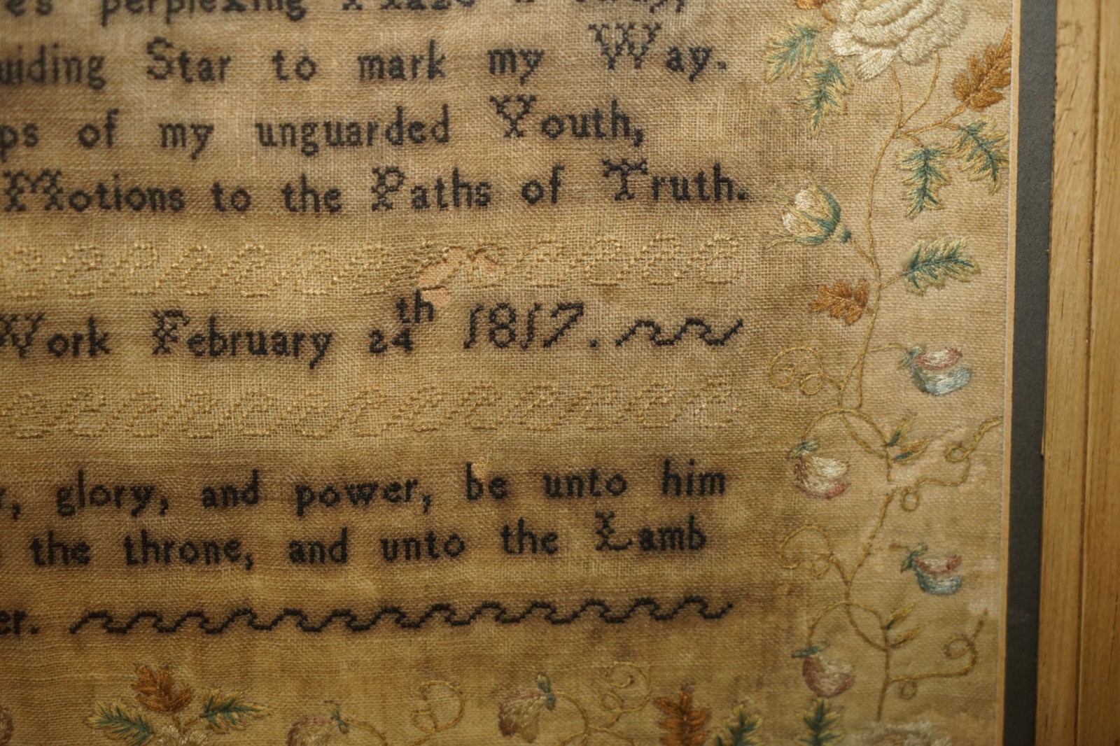COLLECTABLE-ANTIQUE-ANTIQUE-1817-MARY-PERKINS-GEORGE-III-NEEDLEWORK-SAMPLER-205788813414-10