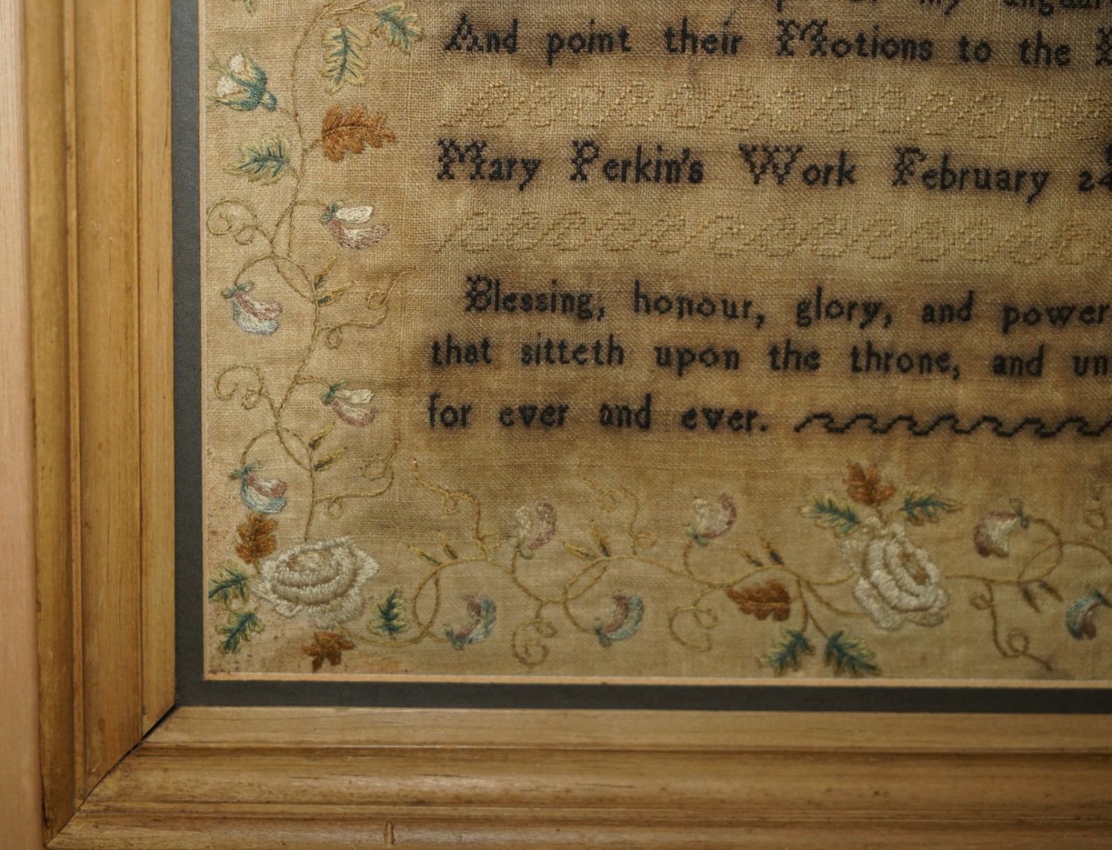 COLLECTABLE-ANTIQUE-ANTIQUE-1817-MARY-PERKINS-GEORGE-III-NEEDLEWORK-SAMPLER-205788813414-8