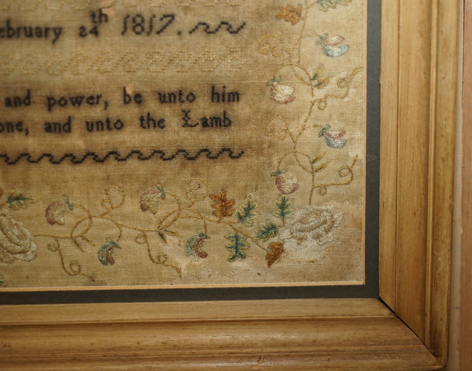 COLLECTABLE-ANTIQUE-ANTIQUE-1817-MARY-PERKINS-GEORGE-III-NEEDLEWORK-SAMPLER-205788813414-9