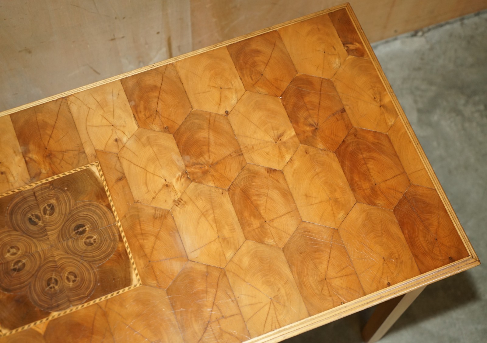 EXQUISITE-SUPER-DECORATIVE-CIRCA-1920S-OYSTER-LABURNUM-WOOD-CONSOLE-TABLE-187687728794-8