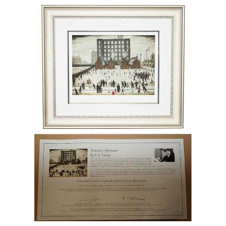 L S LOWRY SATURDAY AFTERNOON LIMITED EDITION PRINT 60/99 WITH ALL DOCUMENTATION