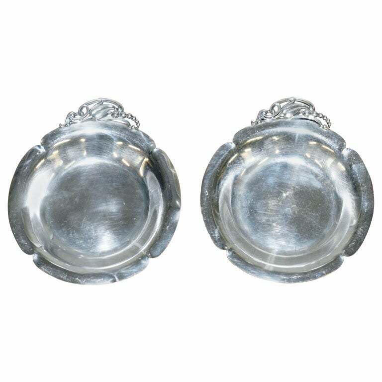 PAIR OF AMERICAN CIRCA 1950'S STERLING SILVER WEBSTER COMPANY BISCUIT DISHES