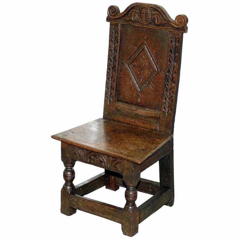 RARE CIRCA 1760 FRUIT WOOD CHAIR NICELY CARVED QUITE SMALL 18TH CENTURY EXAMPLE