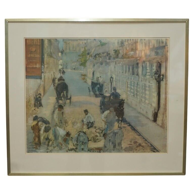 THE RUE MOSNIER WITH PAVERS EDOUARD MANET PRINT IN GALLERY STAMPED FRAME