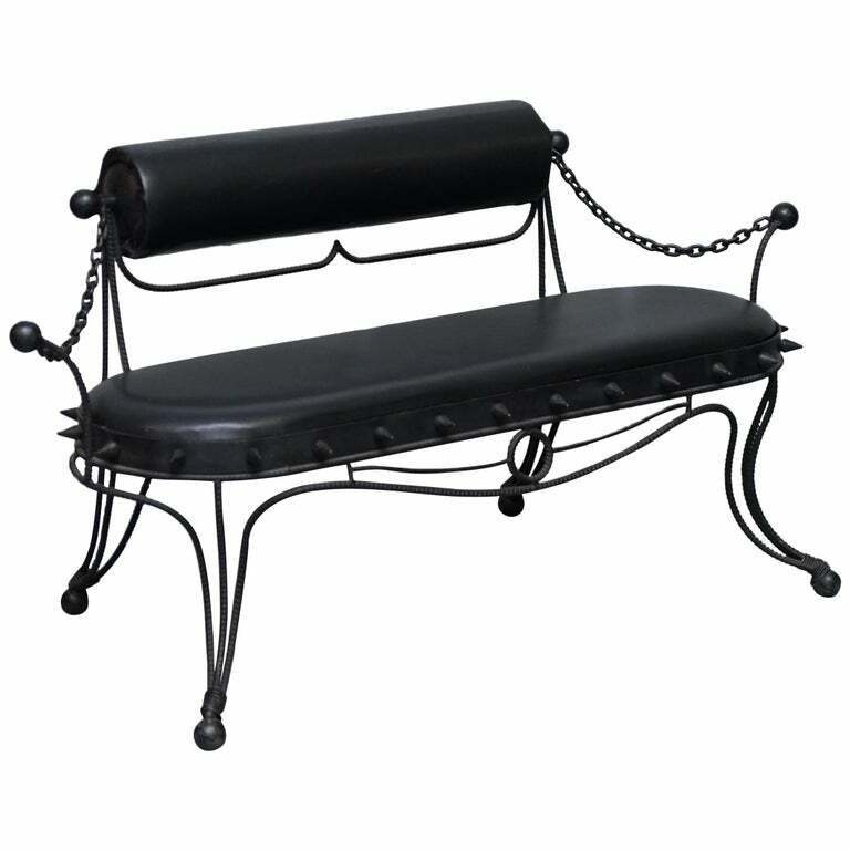 VERY INTERESTING IRON WORKERS GOTHIC SEXY DUNGEON WROUGHT IRON BENCH PART OF SET