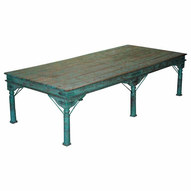 ENORMOUS 303X134CM ORIGINAL PAINT ANGLO INDIAN TEAK MAGISTRATES TABLE SPECIAL!!!
