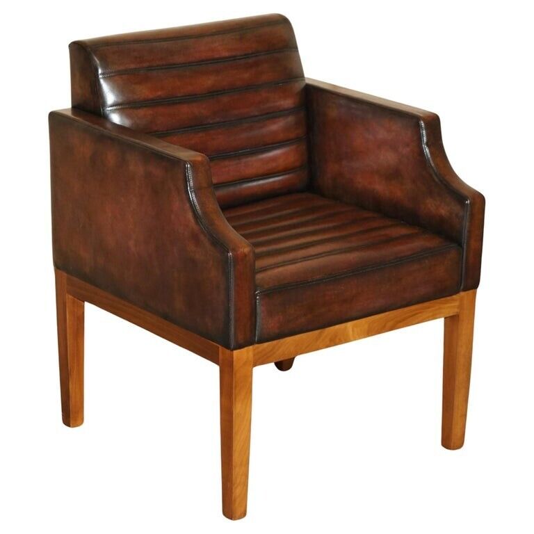 FULLY RESTORED VISCOUNT DAVID LINLEY ONE OF A KIND BROWN LEATHER DESK ARMCHAIR