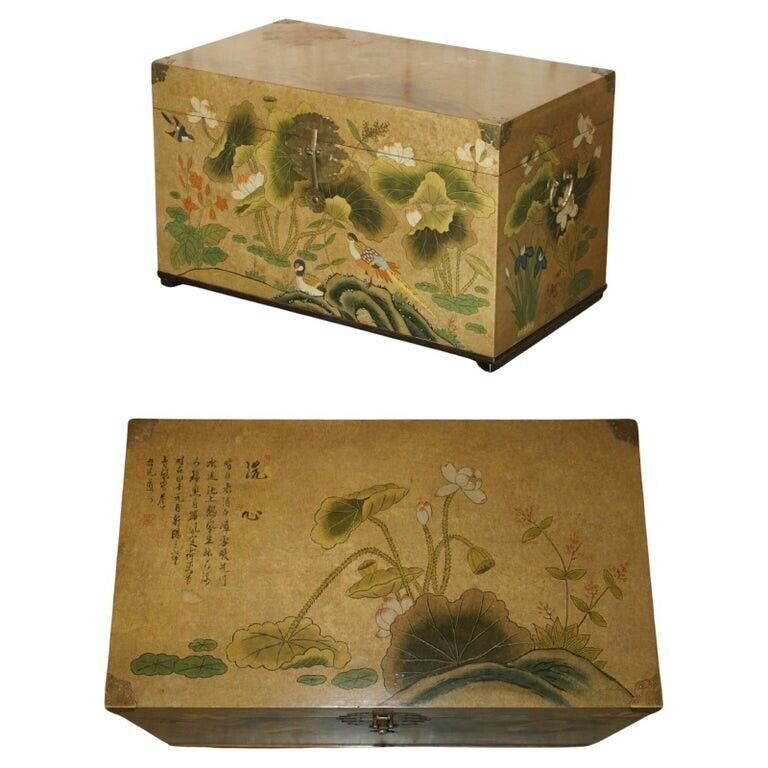 LOVELY CHINESE ELM STORAGE TRUNK OR CHEST OF LINEN & CLOTHES, TOYS PART OF A SET