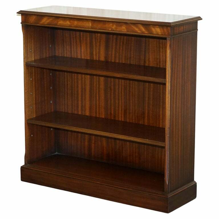 LOVELY VINTAGE BEVAN FUNNELL FLAMED MAHOGANY DWARF OPEN LIBRARY BOOKCASE