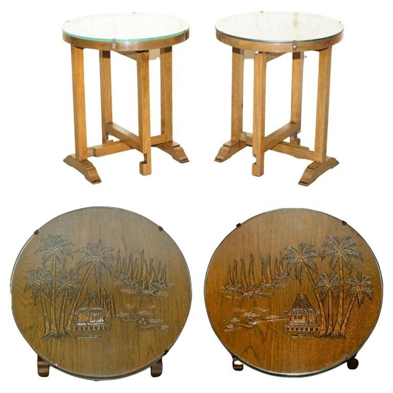 PAIR OF CIRCA 1940 CHINESE EXPORT CHINOISERIE SIDE END WINE GAMES FOLDING TABLES