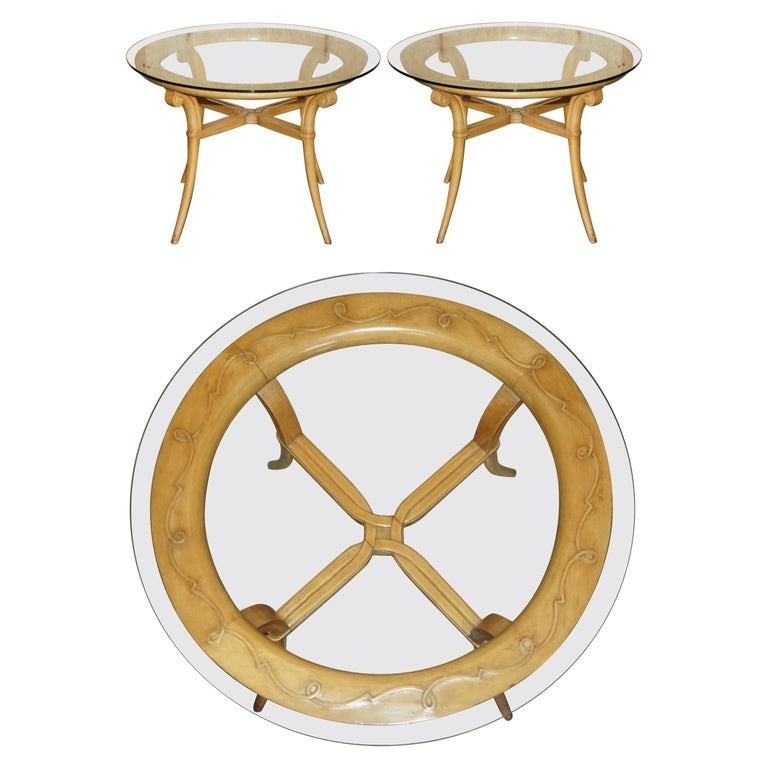 PAIR-OF-FRENCH-CIRCA-1950S-CHERRYWOOD-GLASS-RENE-PROU-ATTRIUBTED-SIDE-TABLES-177529634155