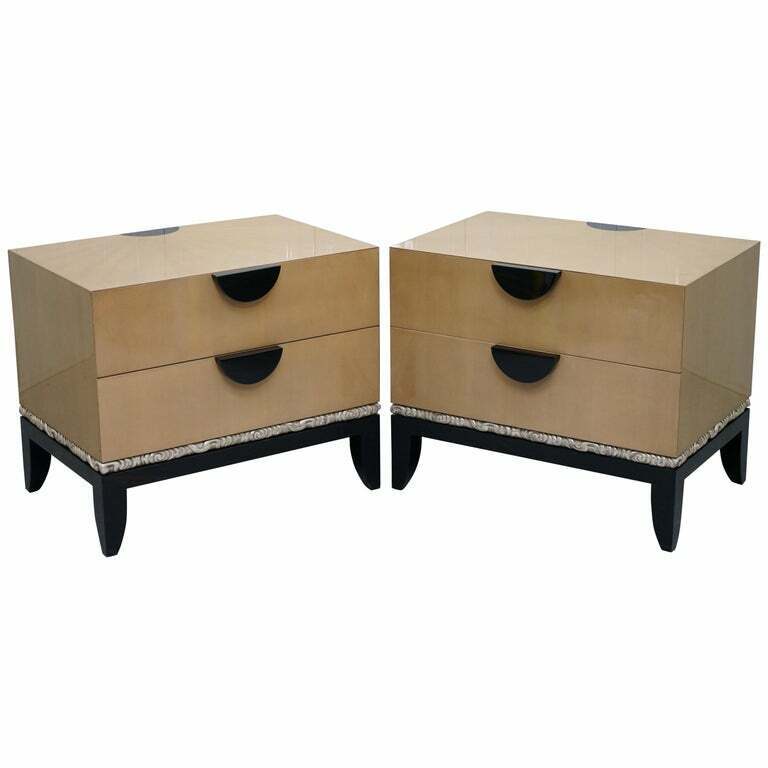 PAIR OF RRP £23,500 J ROBERT SCOTT CLOUD CHESTS OF DRAWERS 14CT GOLD LEAF GLAZE