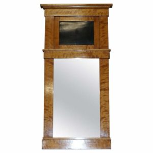 STUNING ANTIQUE CIRCA 1880 NEOCLASSICAL BIEDERMEIER MAPLE WALL MIRROR WITH FOXED