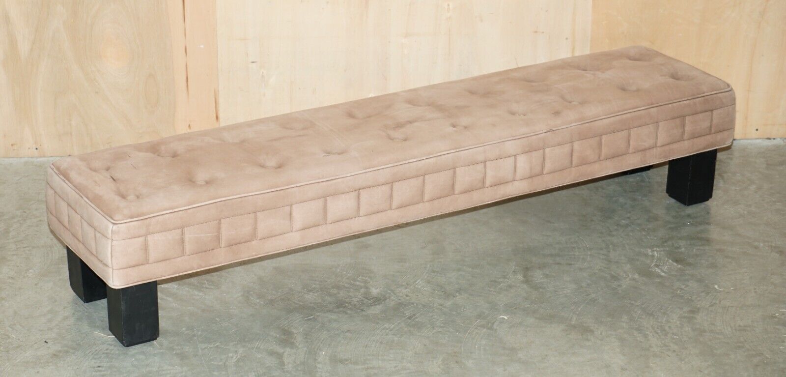 BROWN SUEDE LEATHER JOSEF HOFFMANN 1905 PALAIS STOCLET 2 METER HEARTH FOOTSTOOL