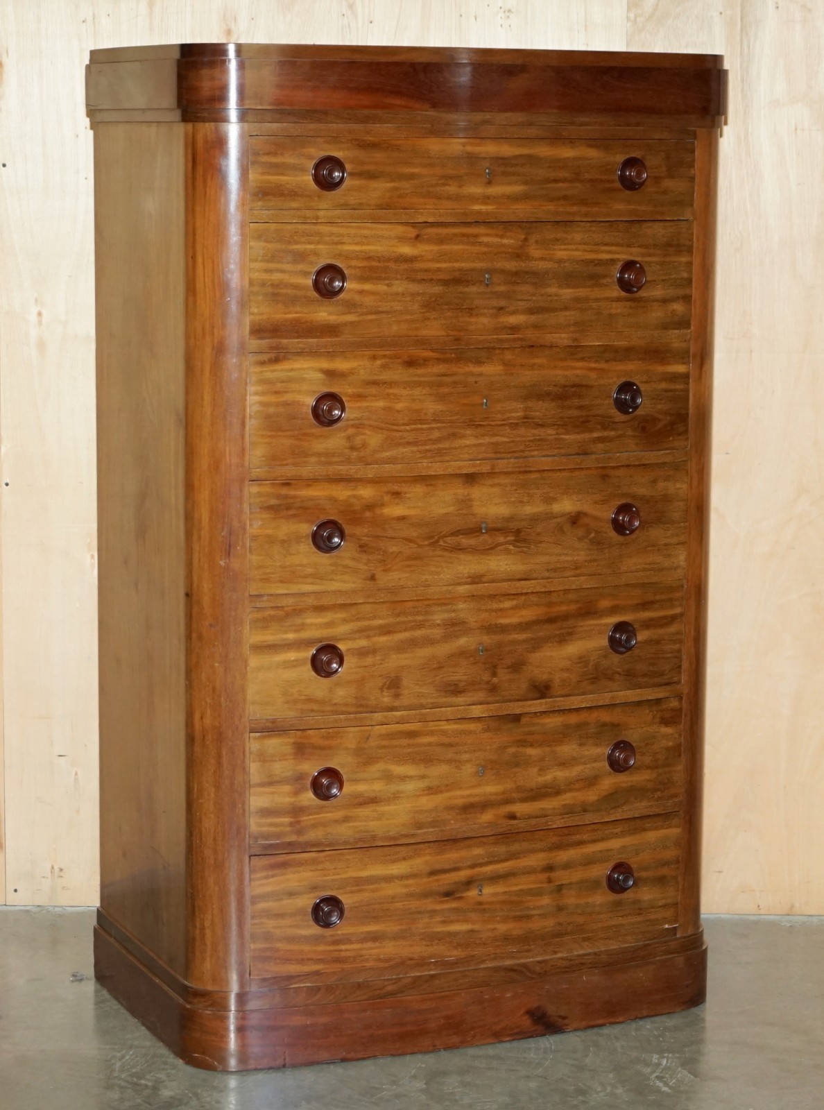 PAIR-OF-ANTIQUE-ESTATE-MADE-BOW-FRONTED-1685CM-WALNUT-TALLBOY-CHEST-OF-DRAWERS-205812568136-16