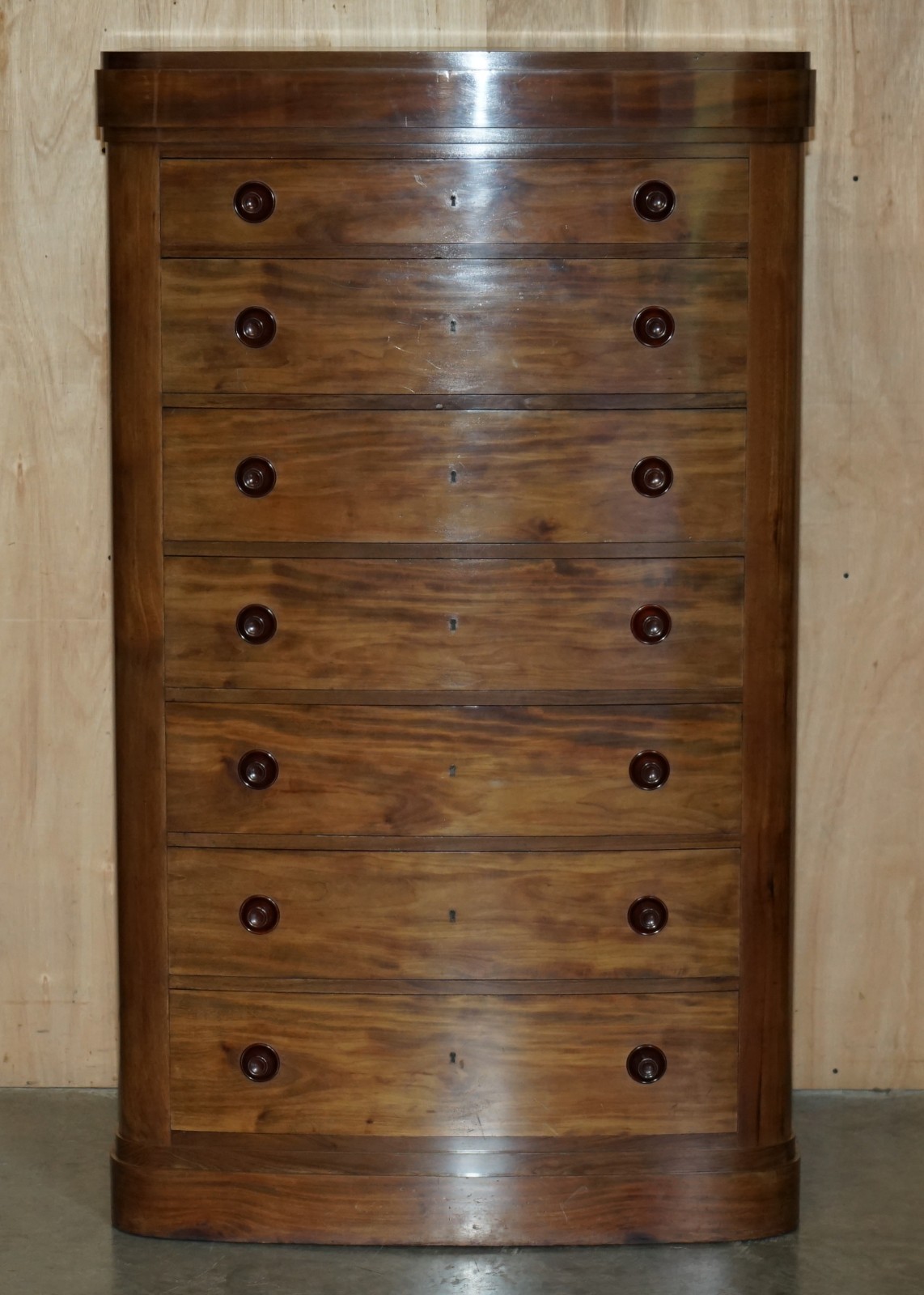 PAIR-OF-ANTIQUE-ESTATE-MADE-BOW-FRONTED-1685CM-WALNUT-TALLBOY-CHEST-OF-DRAWERS-205812568136-3