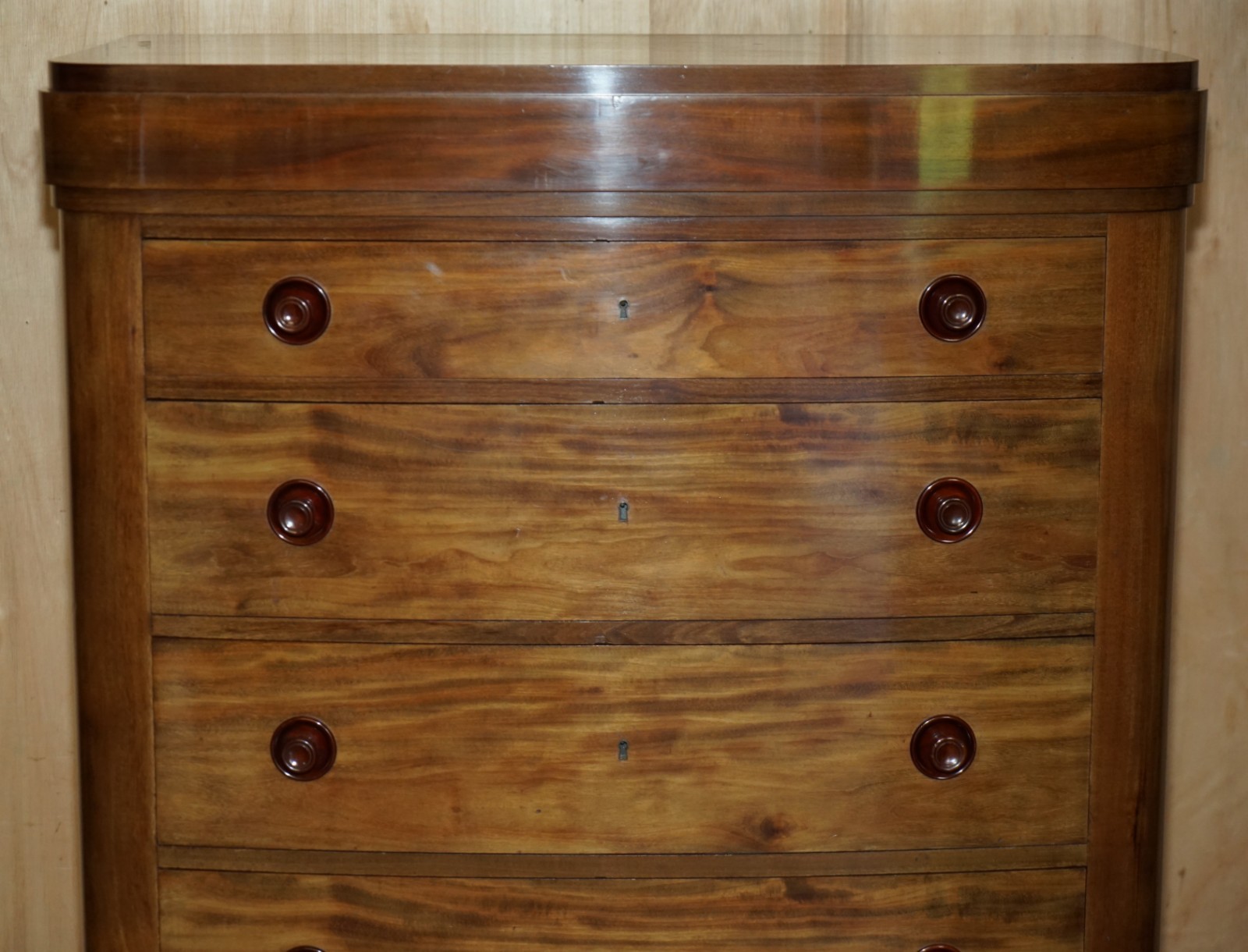 PAIR-OF-ANTIQUE-ESTATE-MADE-BOW-FRONTED-1685CM-WALNUT-TALLBOY-CHEST-OF-DRAWERS-205812568136-4