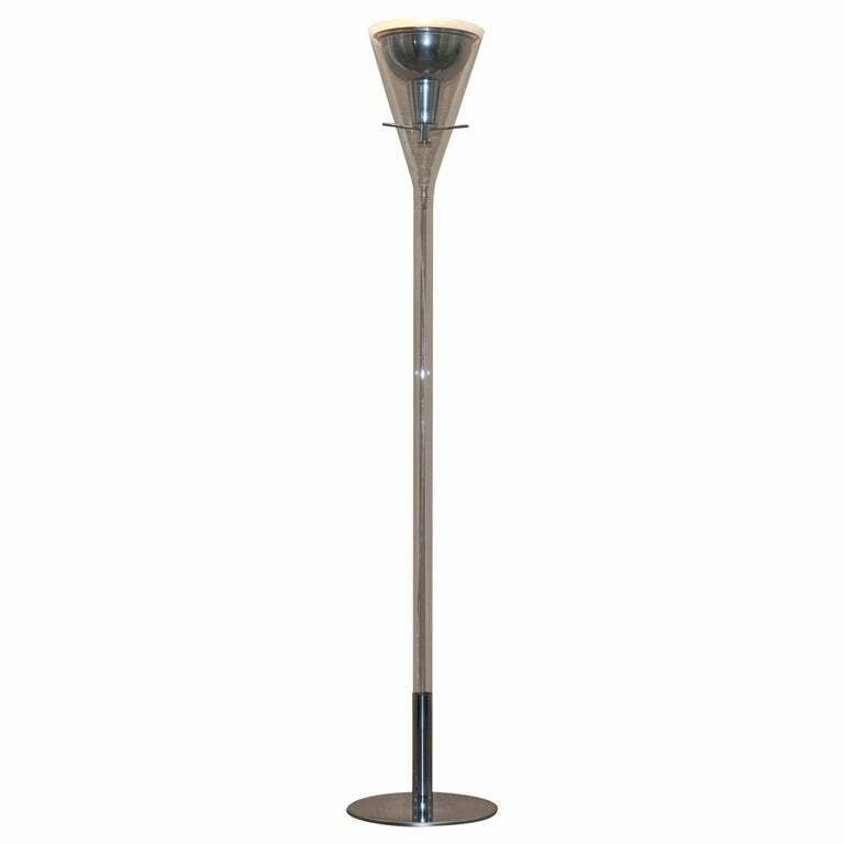 RARE RRP £2259 FONTANA ARTE FLUTE MAGNUM FLOOR STANDING GLASS & CHROME LAMP
