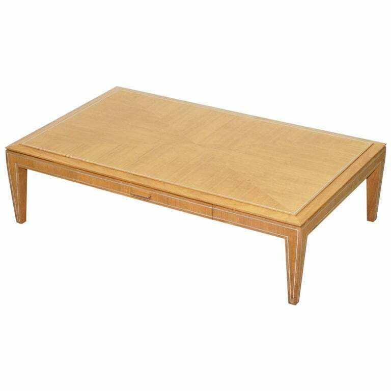 RRP £11,999 VISCOUNT DAVID LINLEY SYCAMORE WALNUT WITH CHROME INLAY COFFEE TABLE