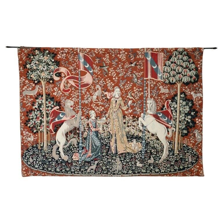 VINTAGE THE LADY AND THE UNICORN LARGE WALL HANGING WOVEN TAPESTRY 216CM X 189CM
