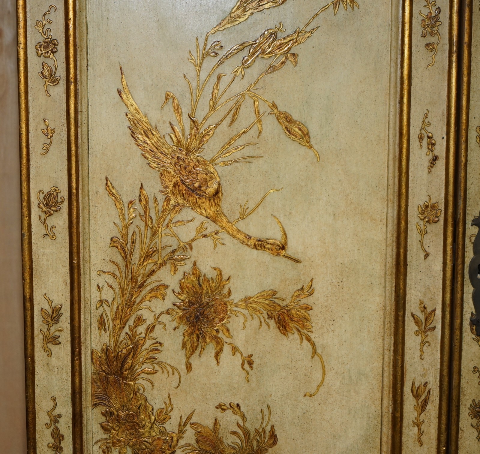 CIRCA-1900-VENETIAN-CHINOISERIE-DECORATED-PARCEL-GILT-BUREAU-BOOKCASE-DRAWERS-205812604857-9