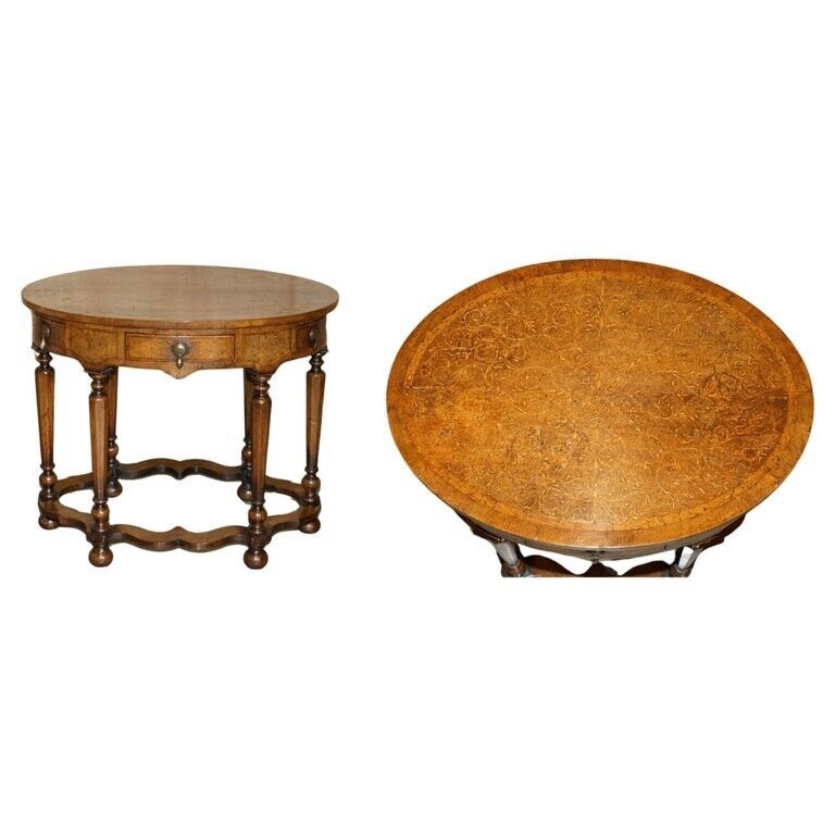 IMPORTANT ANTIQUE WILLIAM & MARY FULLY RESTORED SEAWEED MARQUETRY OVAL TABLE