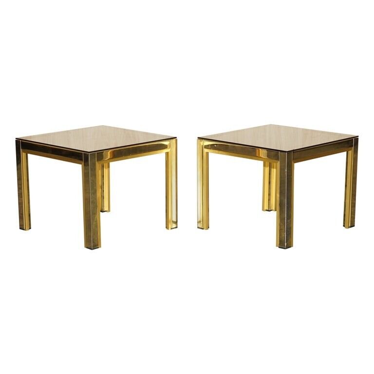 PAIR OF CIRCA 1950'S MID CENTURY MODERN BRASS & GLASS SIDE TABLES PART SUITE