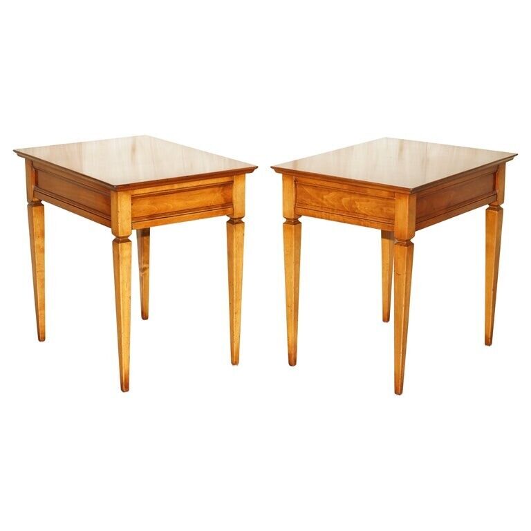 PAIR OF HARRODS LONDON REH KENNEDY LARGE SINGLE DRAWER SIDE END LAMP WINE TABLES