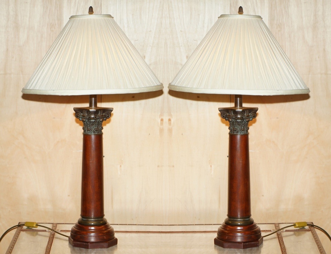 PAIR-OF-HUGE-95CM-GRAND-TOUR-STYLE-ROMAN-CORINTHIAN-PILLAR-BRASS-DESK-LAMPS-177529787127-2