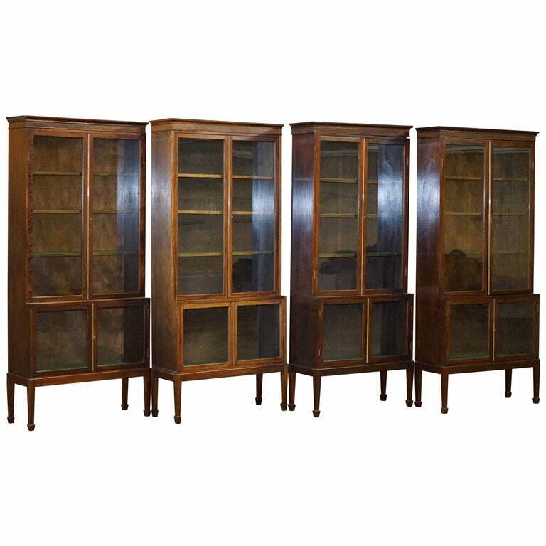 RARE SET OF FOUR OXFORD LIBRARY VICTORIAN BOOKCASES IN MAHOGANY 412CM WIDE