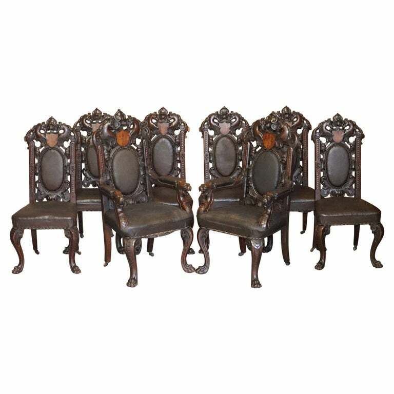 WINSTON CHURCHILL LINKED HARRY WARREN HOUSE EIGHT ANTIQUE DINING CARVER CHAIRS