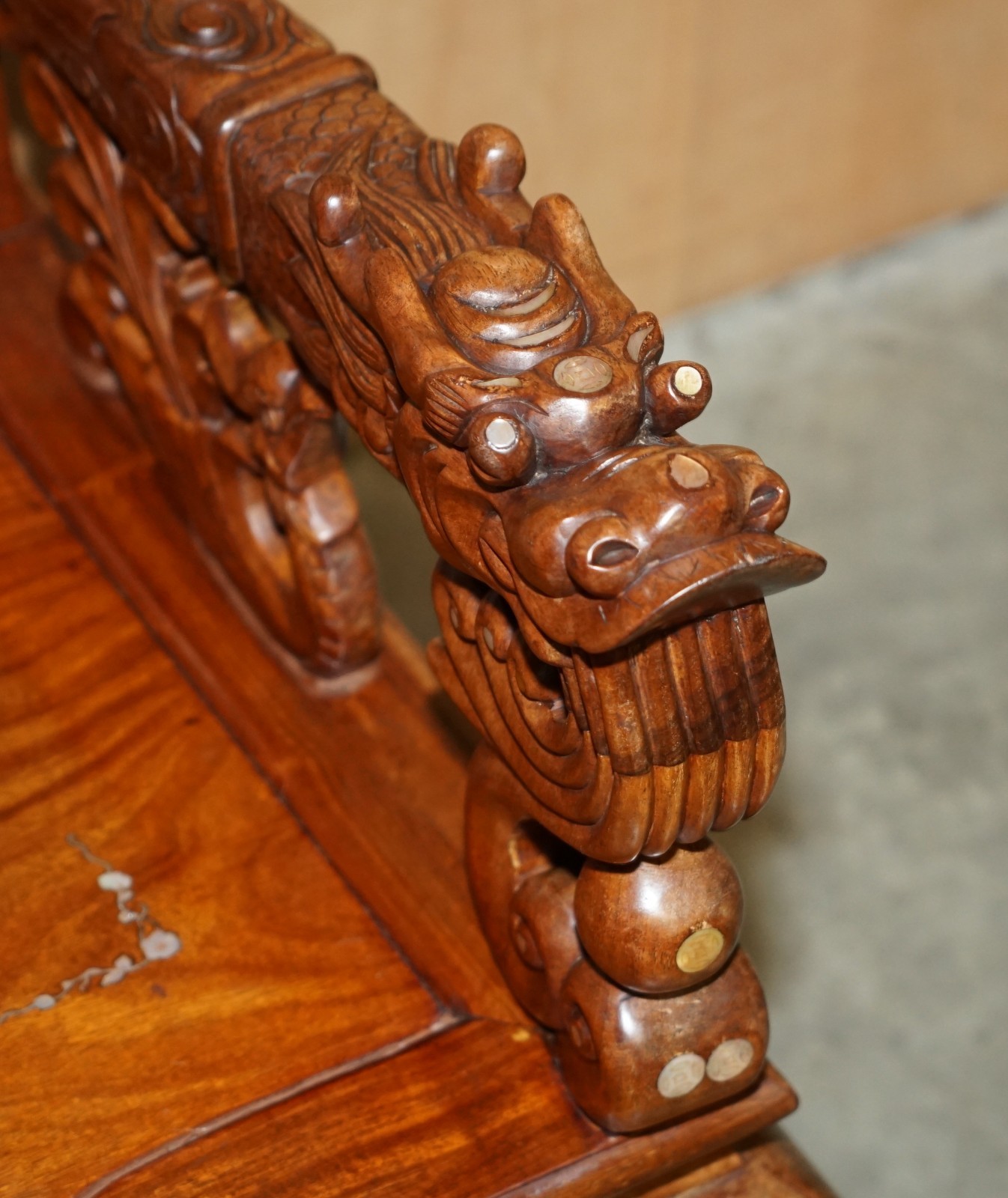 19TH-CENTURY-ROSEWOOD-MARBLE-MOTHER-OF-PEARL-DRAGON-CHINESE-ORIENTAL-BENCH-205810851808-10