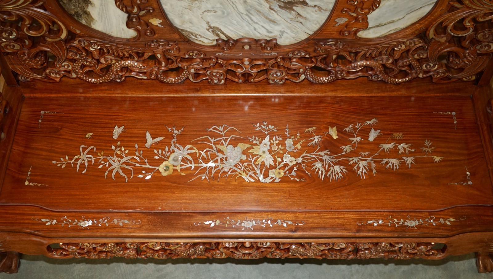 19TH-CENTURY-ROSEWOOD-MARBLE-MOTHER-OF-PEARL-DRAGON-CHINESE-ORIENTAL-BENCH-205810851808-12