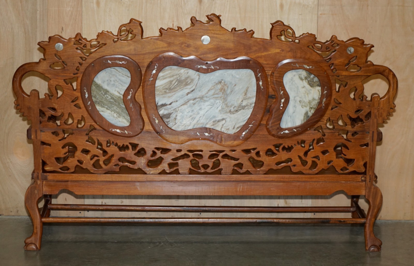 19TH-CENTURY-ROSEWOOD-MARBLE-MOTHER-OF-PEARL-DRAGON-CHINESE-ORIENTAL-BENCH-205810851808-19