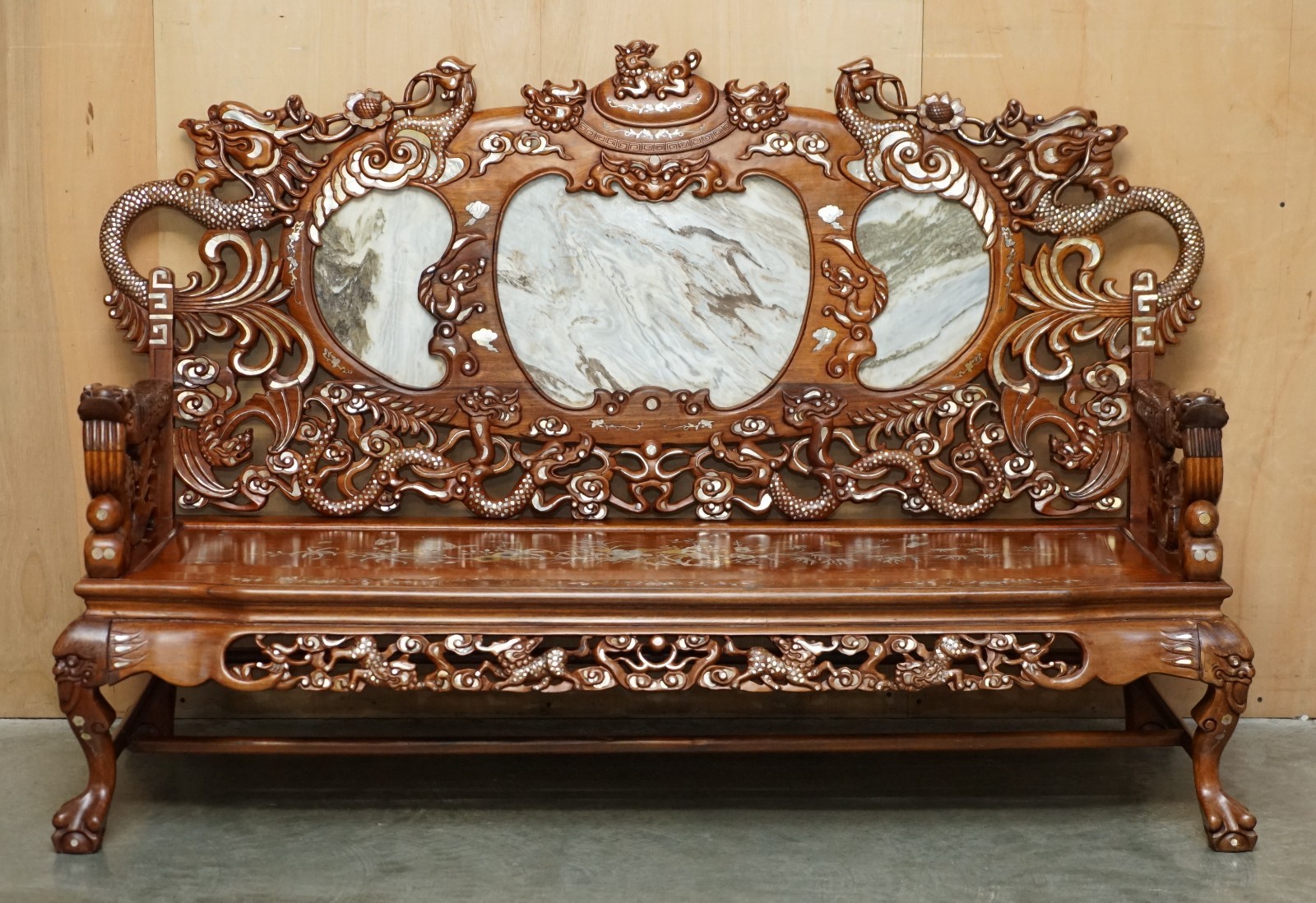 19TH-CENTURY-ROSEWOOD-MARBLE-MOTHER-OF-PEARL-DRAGON-CHINESE-ORIENTAL-BENCH-205810851808-2