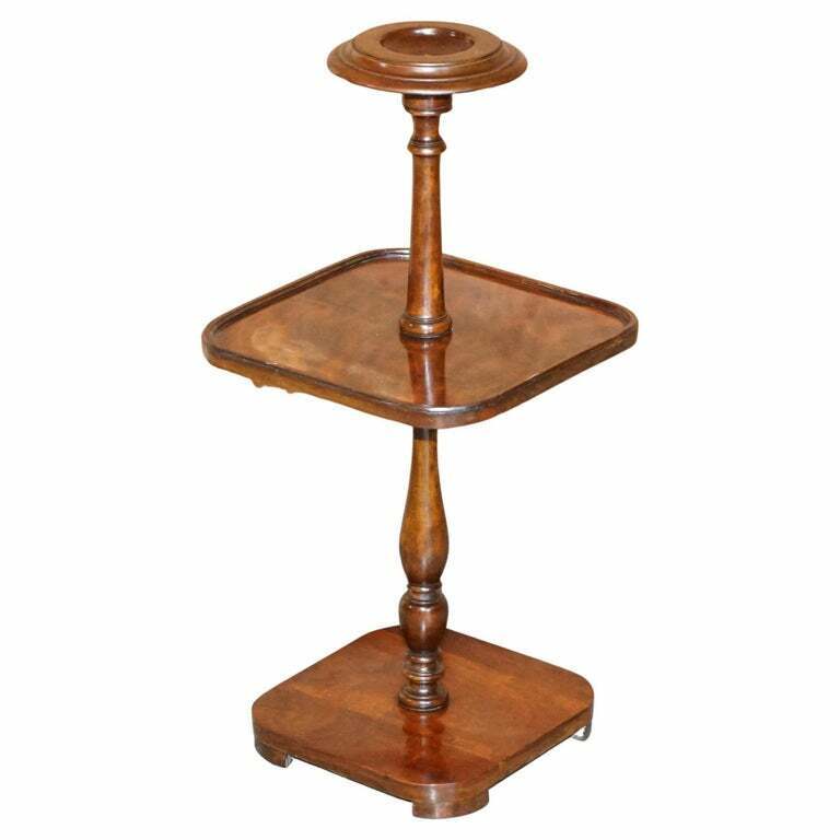 FLAMED MAHOGANY WHATNOT TWO TIER SIDE END LAMP TABLE WITH JARDINIERE TOP STAND