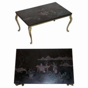 LOVELY VINTAGE SIGNED HAND PAINTED CHINESE ORIENTAL COFFEE COCKTAIL SIDE TABLE