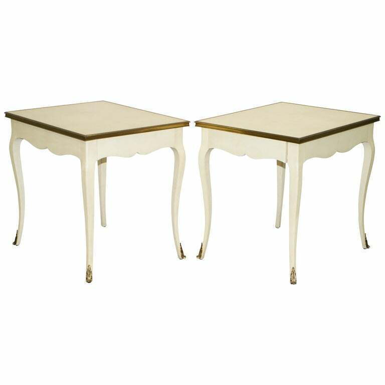 PAIR OF RALPH LAUREN CANNES ESTATE LARGE SIDE TABLES SINGLE DRAWERS BRASS DETAIL