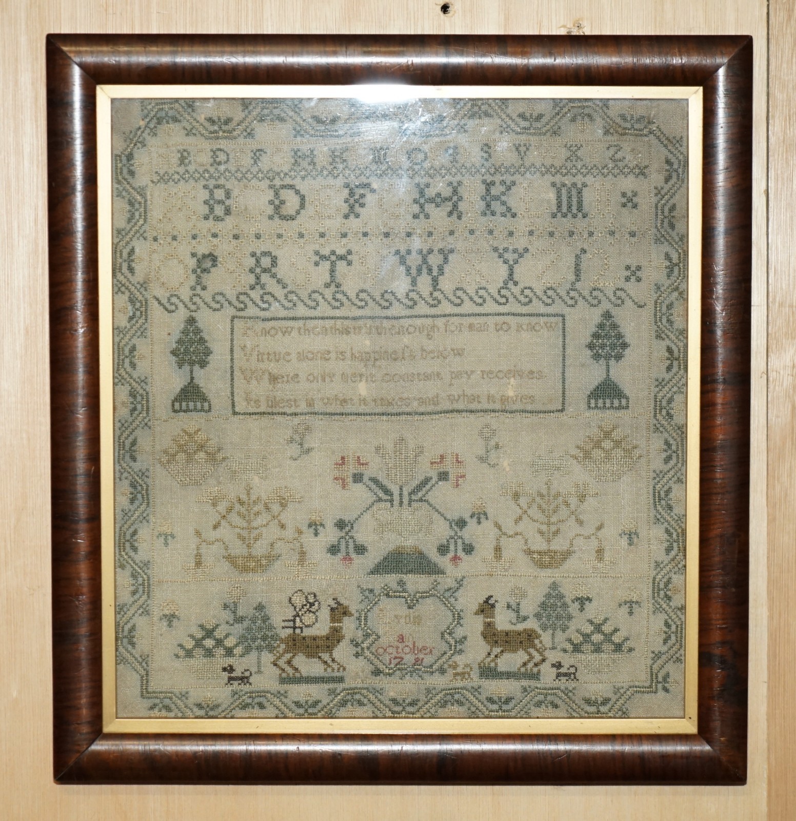 COLLECTABLE-ANTIQUE-ANTIQUE-1791-GEORGE-III-NEEDLEWORK-SAMPLER-ORIGINAL-STAMPED-205788811479-2