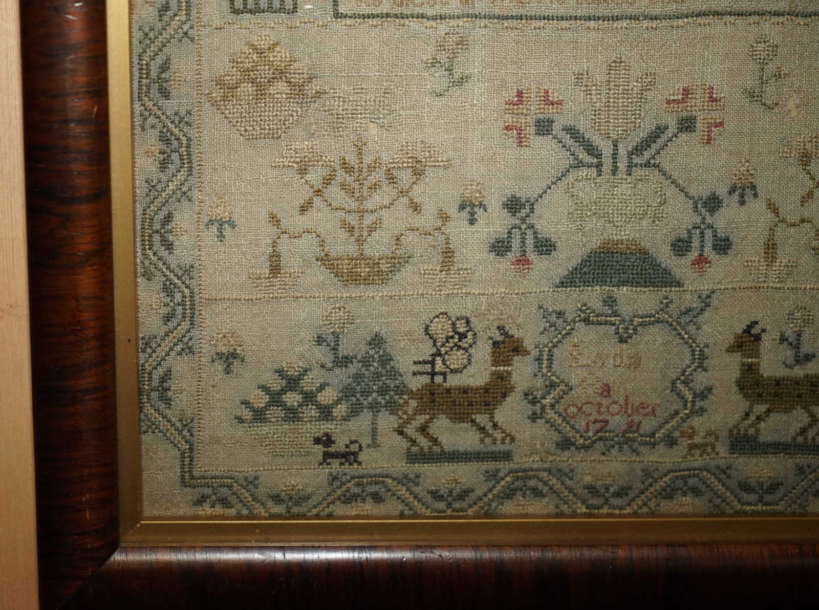 COLLECTABLE-ANTIQUE-ANTIQUE-1791-GEORGE-III-NEEDLEWORK-SAMPLER-ORIGINAL-STAMPED-205788811479-5