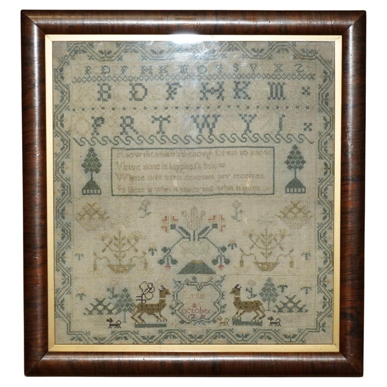 COLLECTABLE-ANTIQUE-ANTIQUE-1791-GEORGE-III-NEEDLEWORK-SAMPLER-ORIGINAL-STAMPED-205788811479