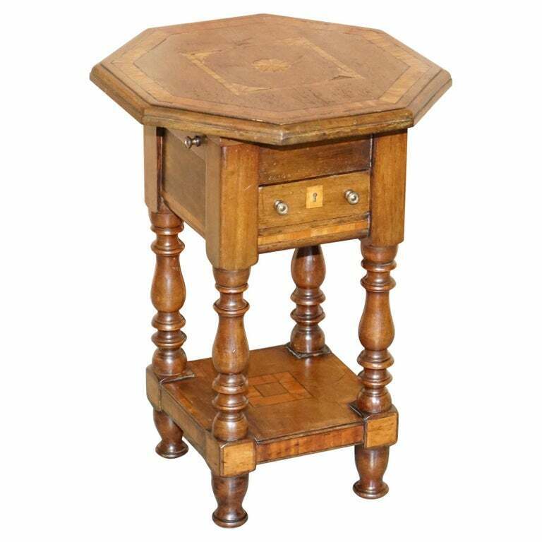 LOVELY HAND MADE ANTIQUE VICTORIAN SIDE TABLE SHERATON REIVAL INLAID TOP DRAWERS