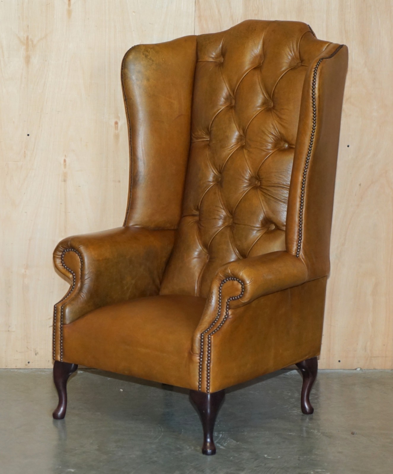 PAIR-OF-HUGE-132CM-TALL-HERITAGE-BROWN-LEATHER-CHESTERFIELD-WINGBACK-ARMCHAIRS-187687676009-14