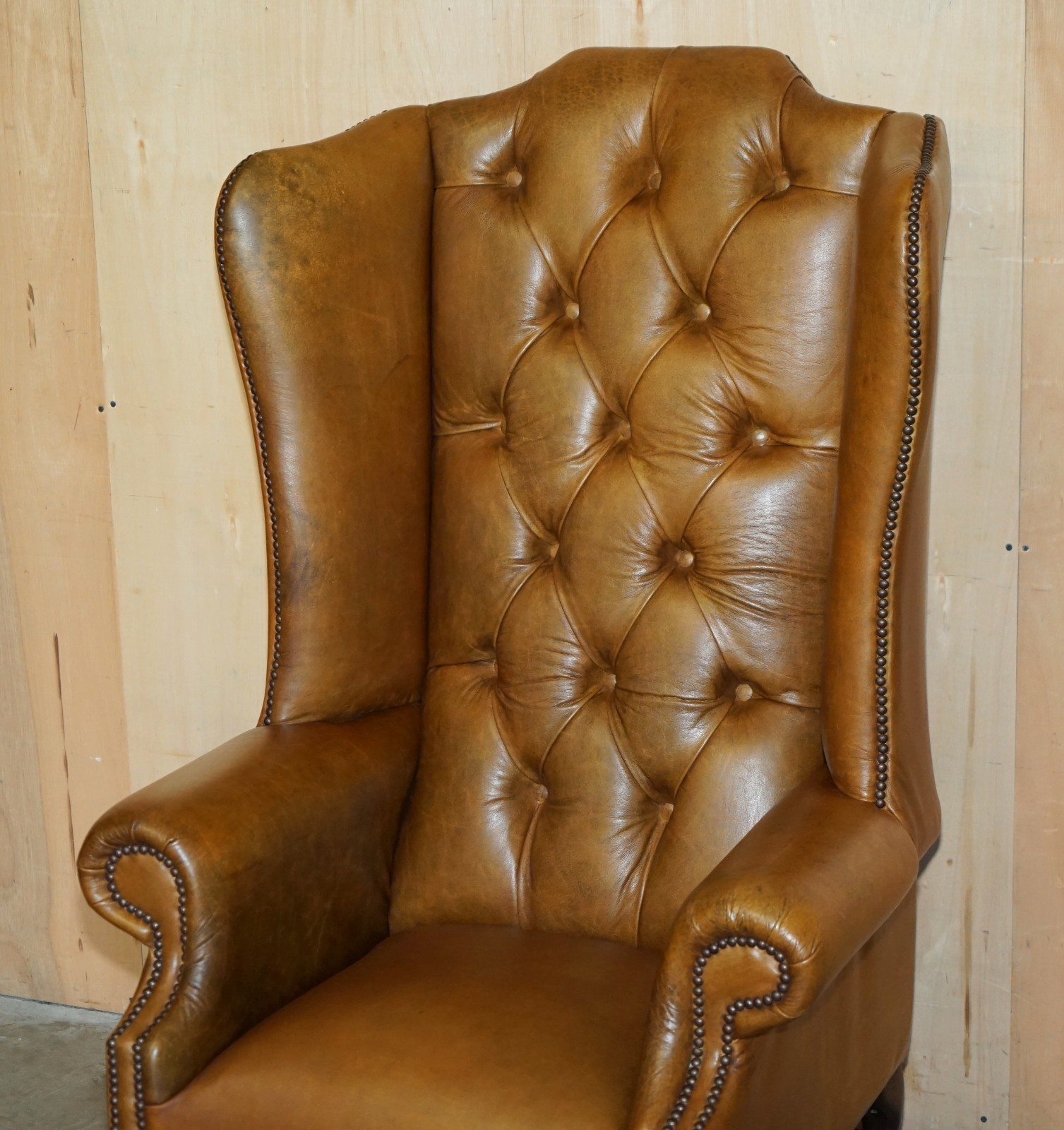 PAIR-OF-HUGE-132CM-TALL-HERITAGE-BROWN-LEATHER-CHESTERFIELD-WINGBACK-ARMCHAIRS-187687676009-16