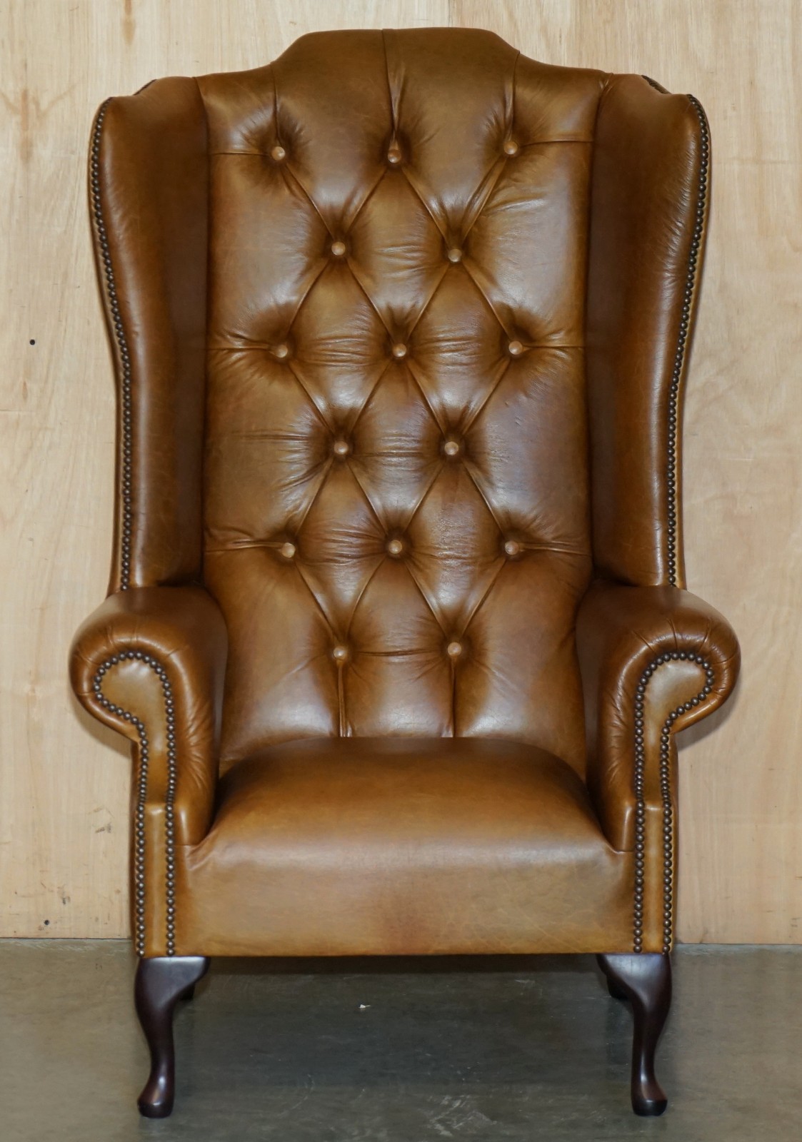 PAIR-OF-HUGE-132CM-TALL-HERITAGE-BROWN-LEATHER-CHESTERFIELD-WINGBACK-ARMCHAIRS-187687676009-3